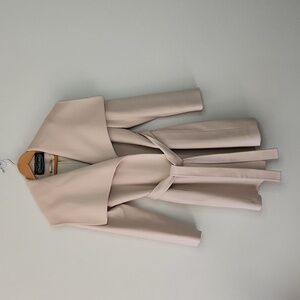 Overland Loro Piana Italian Wool Cream Winter Coat Size 6 Belted Wrap Jacket